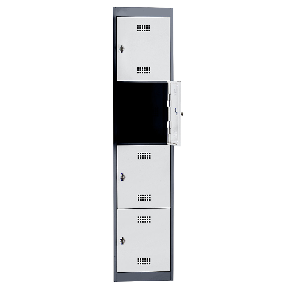 dulap cu 4 compartimente Hamburg – Wolf, 1 modul, 4 compartimente, înălțime 410 mm, lățime 400 mm, element adițional, gri antracit / gri deschis-0