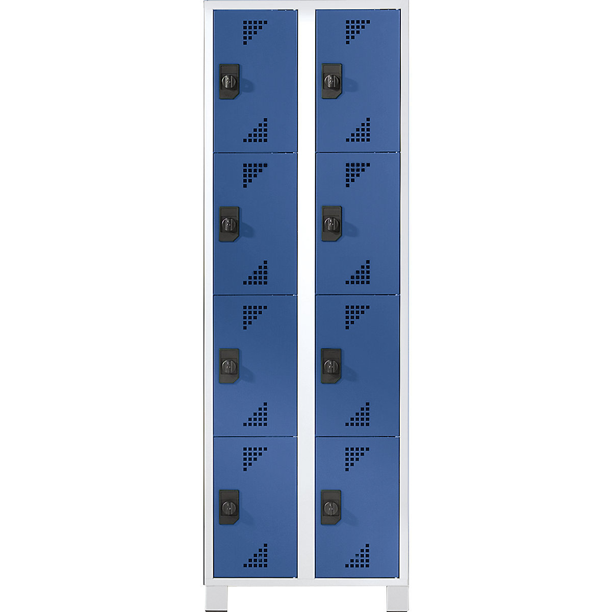 dulap cu 4 dulapuri Bremen – eurokraft pro, 2 module, gri deschis / albastru strălucitor, lățime 600 mm, 8 compartimente-0