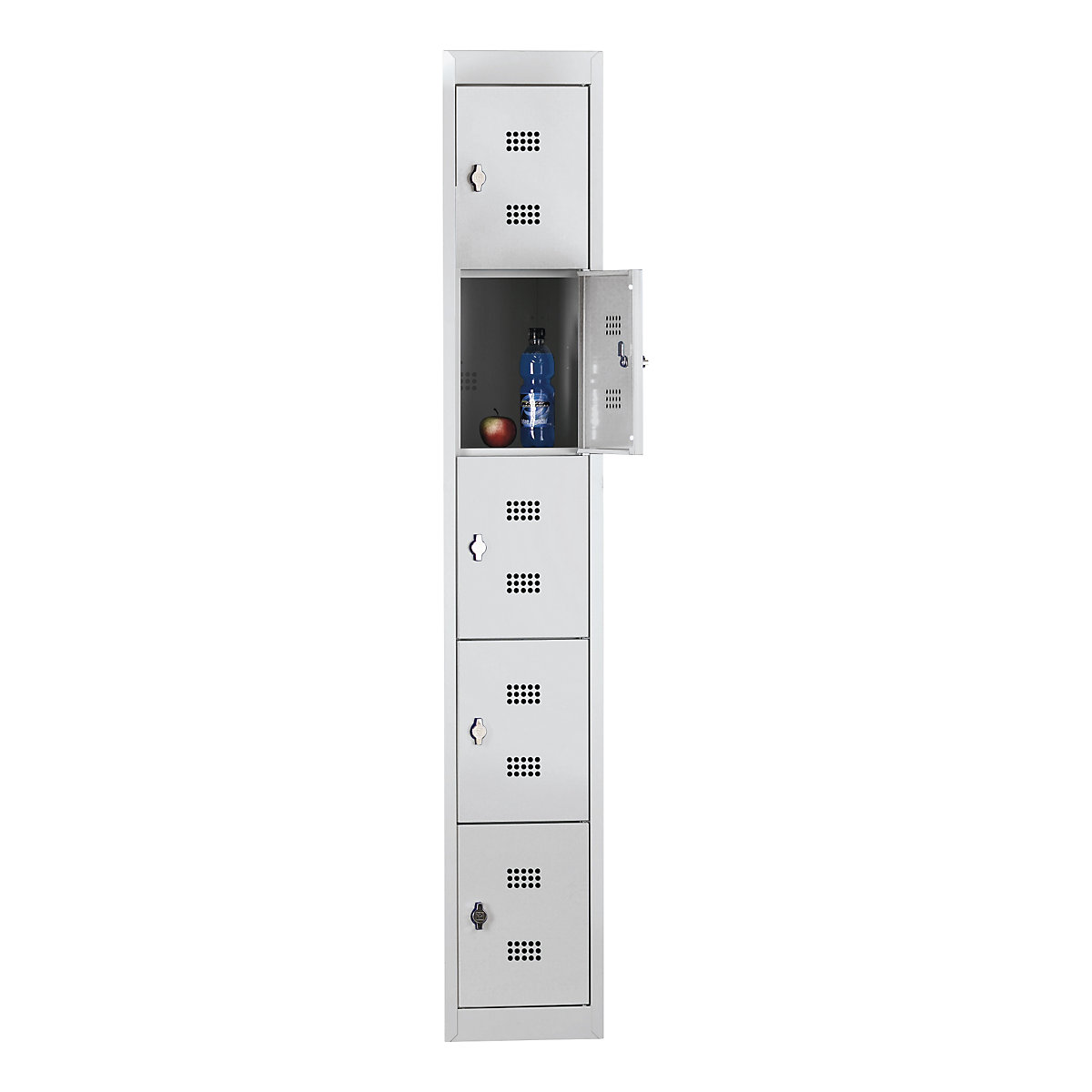 dulap cu 5 lăzi Hamburg – Wolf, 1 modul, 5 compartimente, înălțime 320 mm, lățime 300 mm, element adițional, gri deschis / gri deschis-0