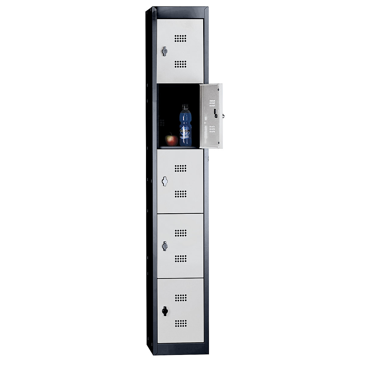 dulap cu 5 lăzi Hamburg – Wolf, 1 modul, 5 compartimente, înălțime 320 mm, lățime 300 mm, element de bază, gri antracit / gri deschis-0