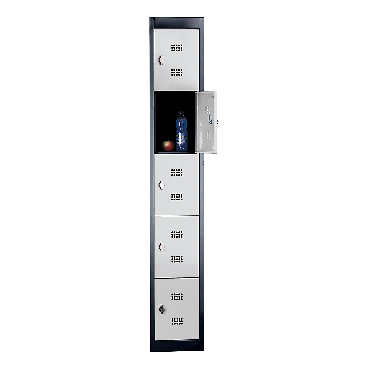 dulap cu 5 lăzi Hamburg – Wolf, 1 modul, 5 compartimente, înălțime 320 mm, lățime 300 mm, element adițional, gri antracit / gri deschis-0