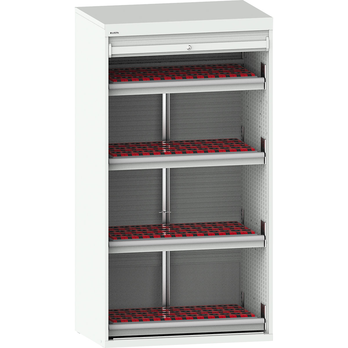 Dulap CNC cu oblon – LISTA, 4 sertare, 156 suporturi ISO-SK 40, gri deschis RAL 7035-0