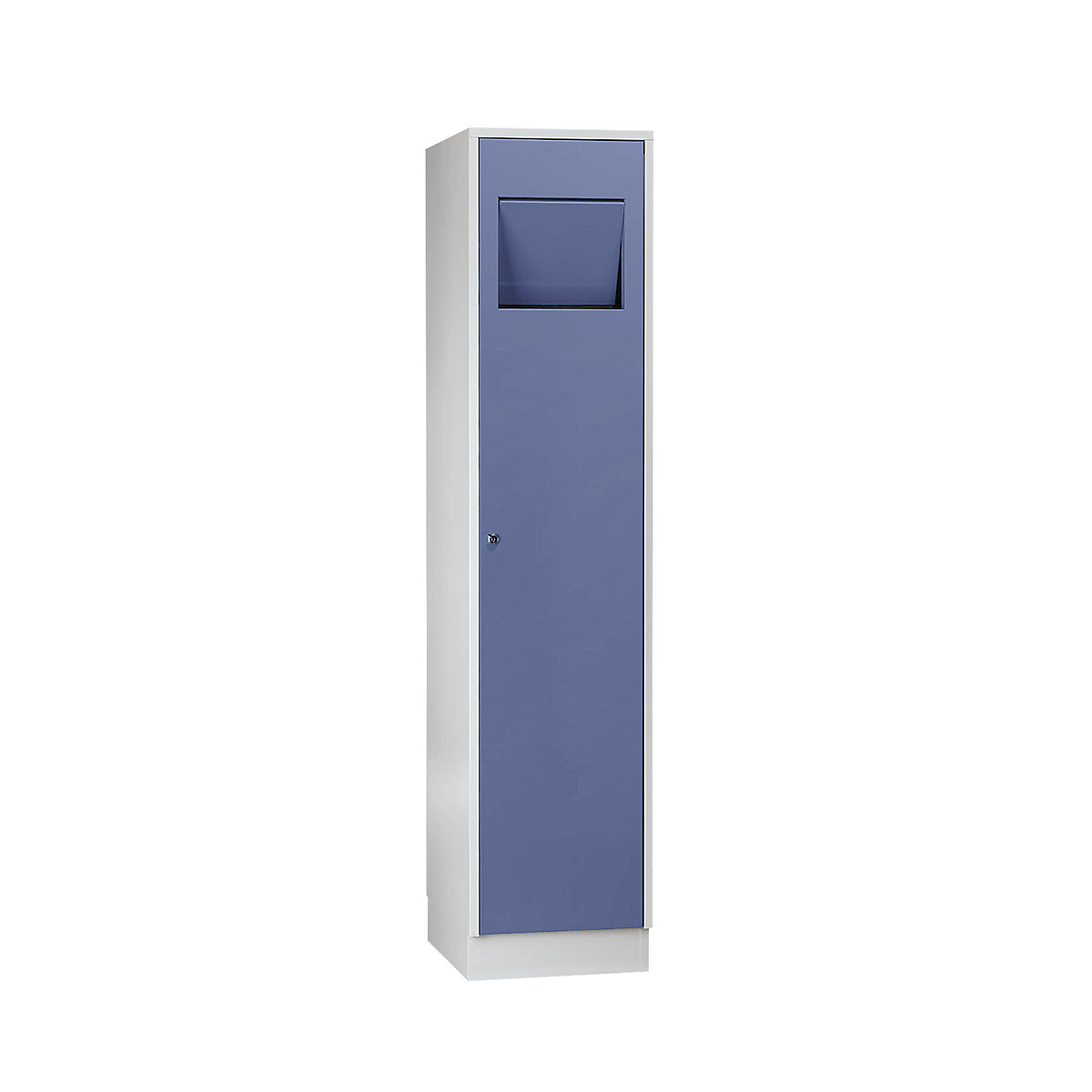 Dulap pentru colectare rufe – Wolf, cu clapetă cu închidere automată, albastru porumbel RAL 5014-0