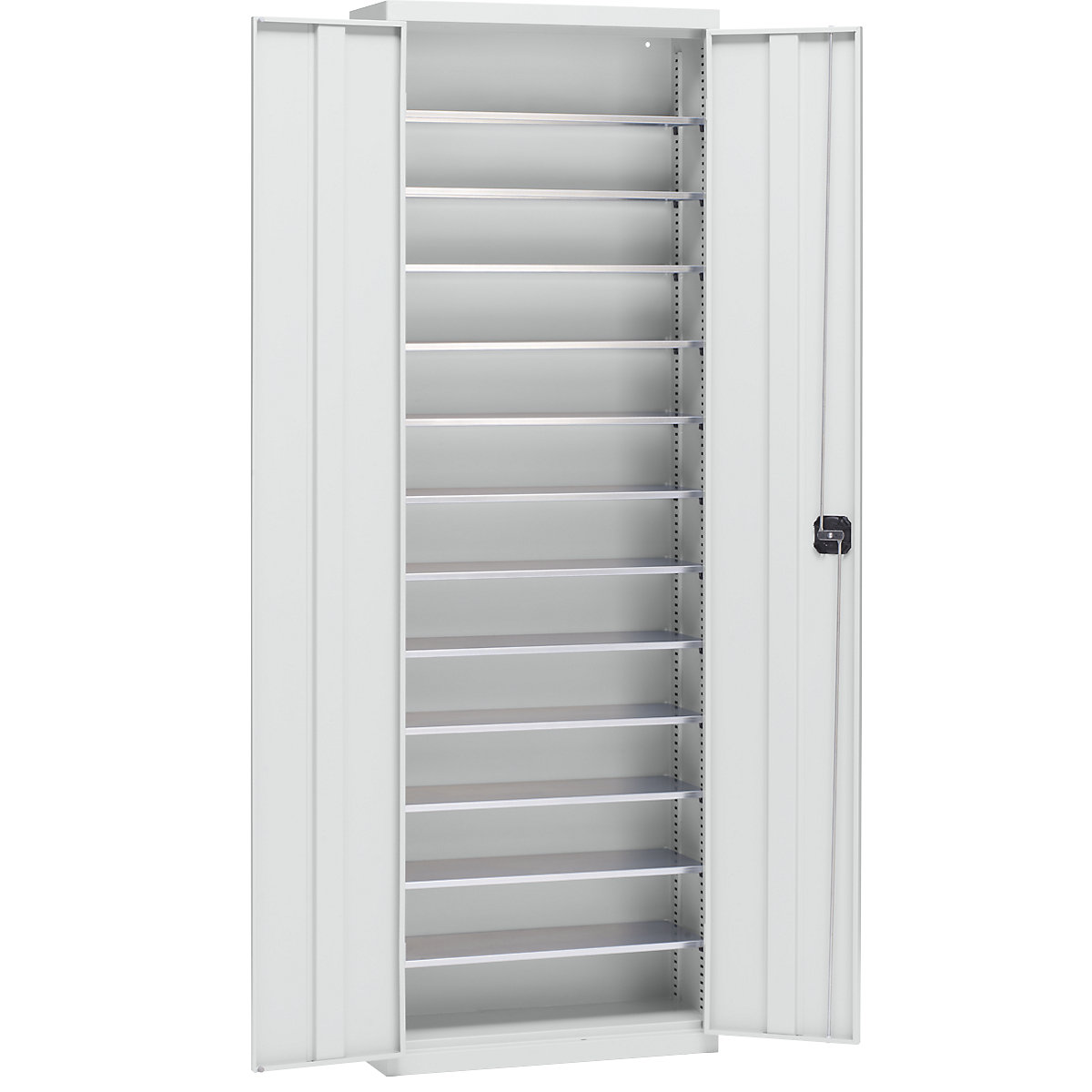 Dulap pentru materiale din tablă de oțel – eurokraft pro, înălțime 2000 mm, gri deschis RAL 7035, 12 polițe-0