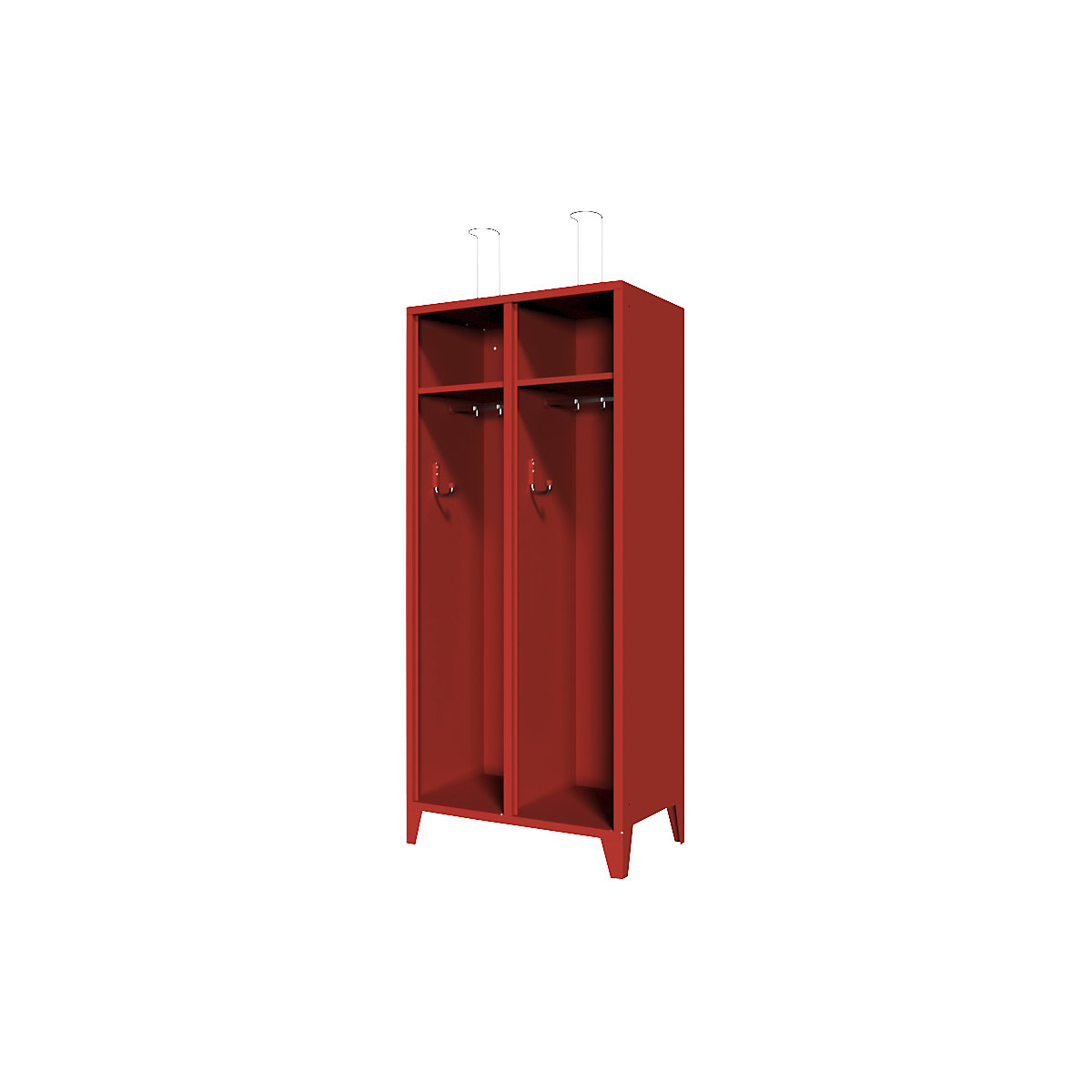 Dulap pentru pompieri, cu picioare – Pavoy, fără ușă, 2 module, 4 compartimente-0