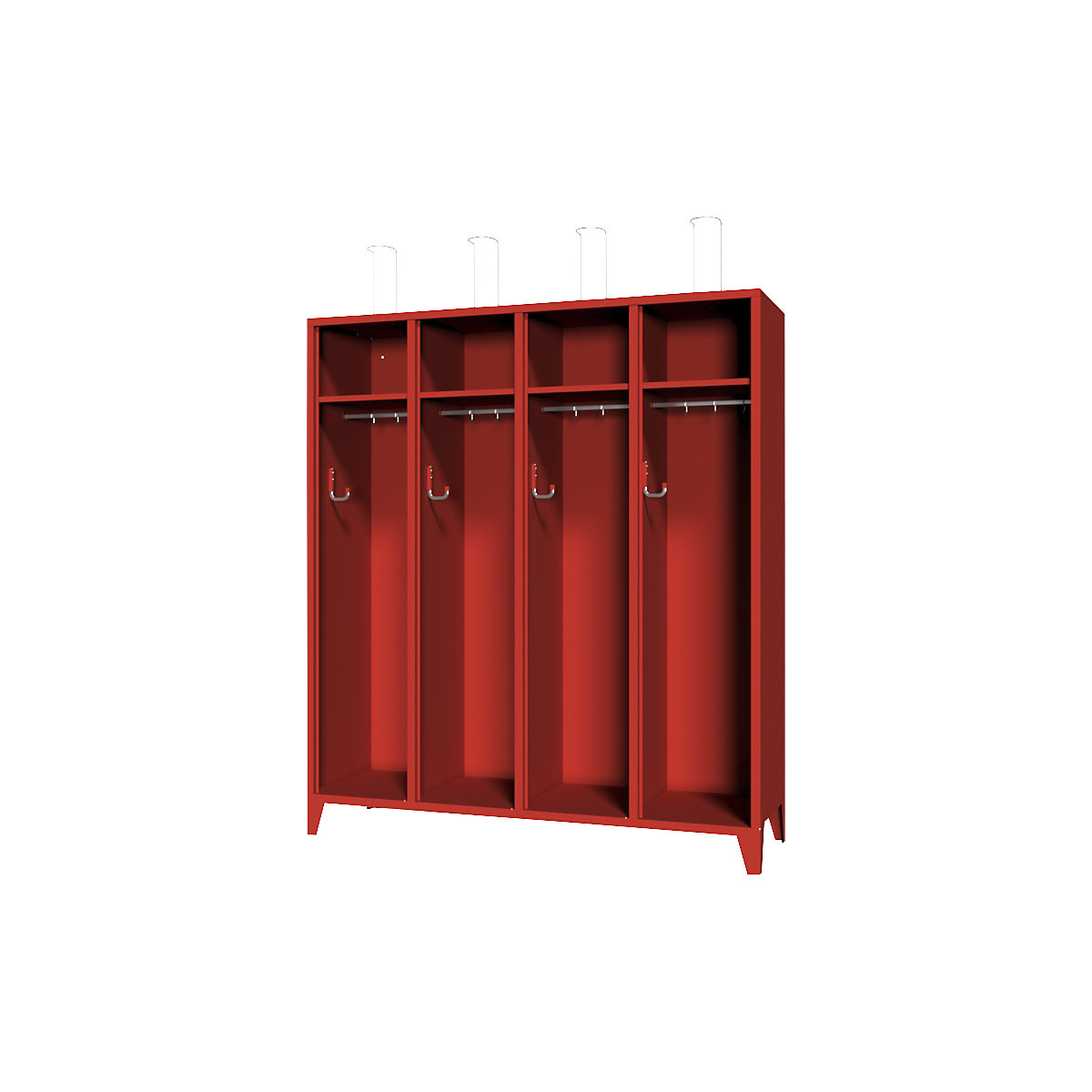 Dulap pentru pompieri, cu picioare – Pavoy, fără ușă, 4 module, 8 compartimente-0