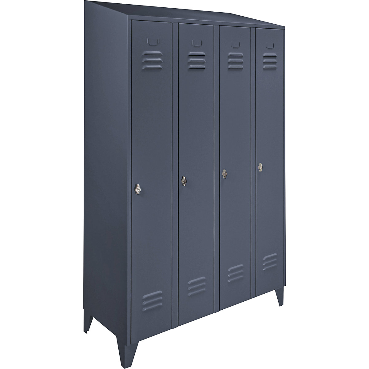Vestiar Berlin 2 – Wolf, 4 module, gri albăstrui, lățime 1200 mm, acoperiș cu formă înclinată-0