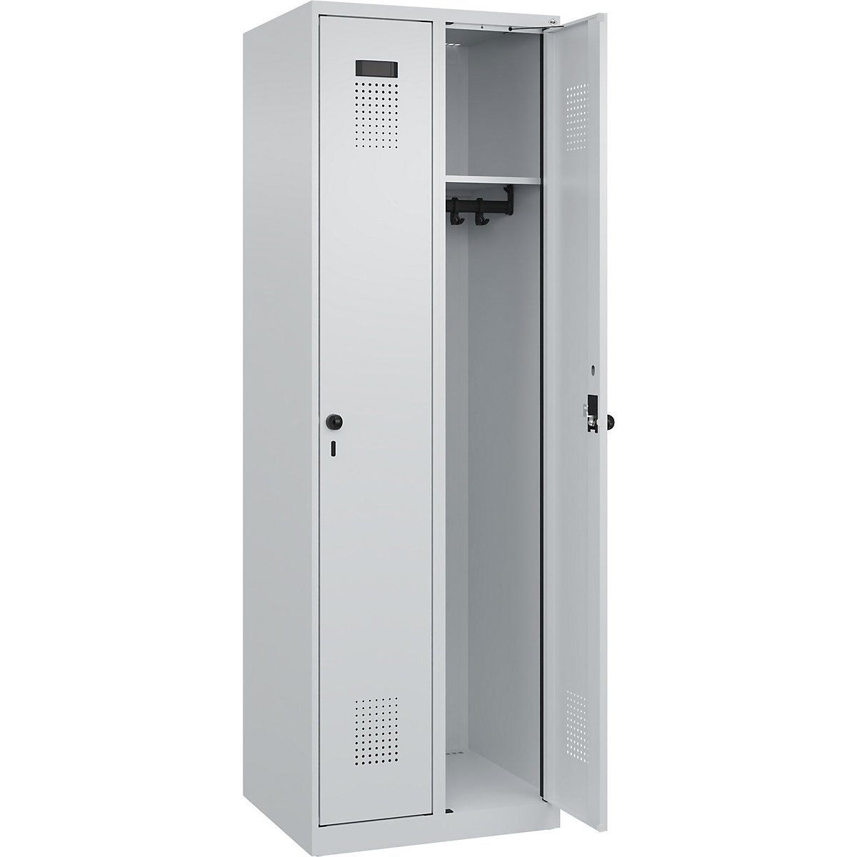Vestiar Evolo PLUS – C+P, 2 module, gri deschis, lăț. 600 mm, cu glisoare pentru podea, zăvor rotativ-0