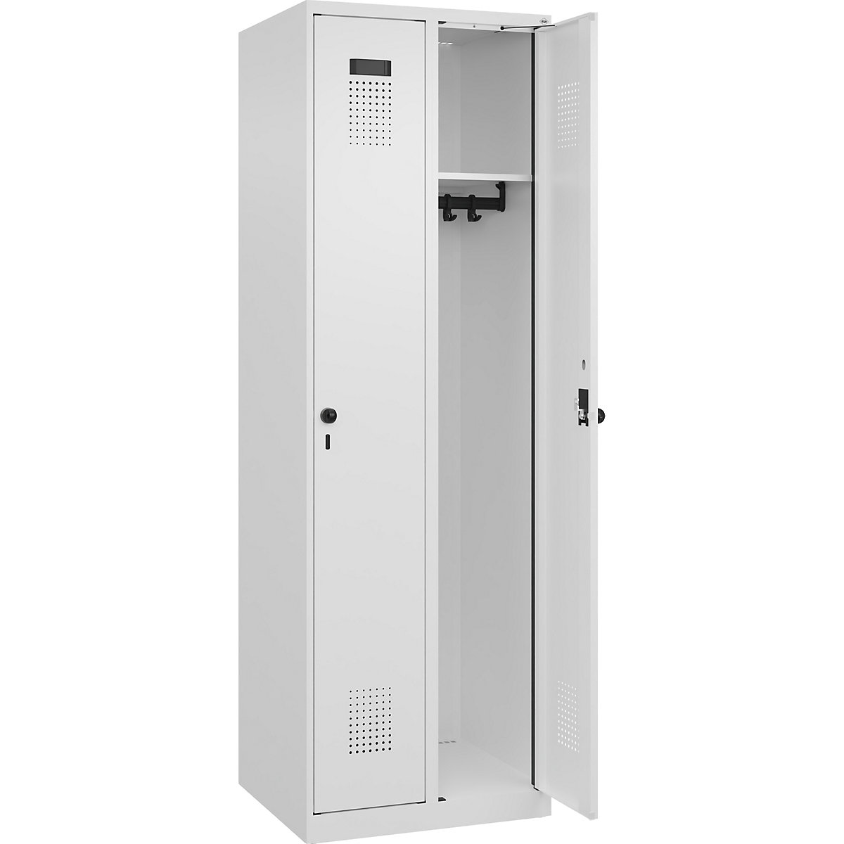 Vestiar Evolo PLUS – C+P, 2 module, alb trafic, lăț. 600 mm, cu glisoare pentru podea, zăvor rotativ-0