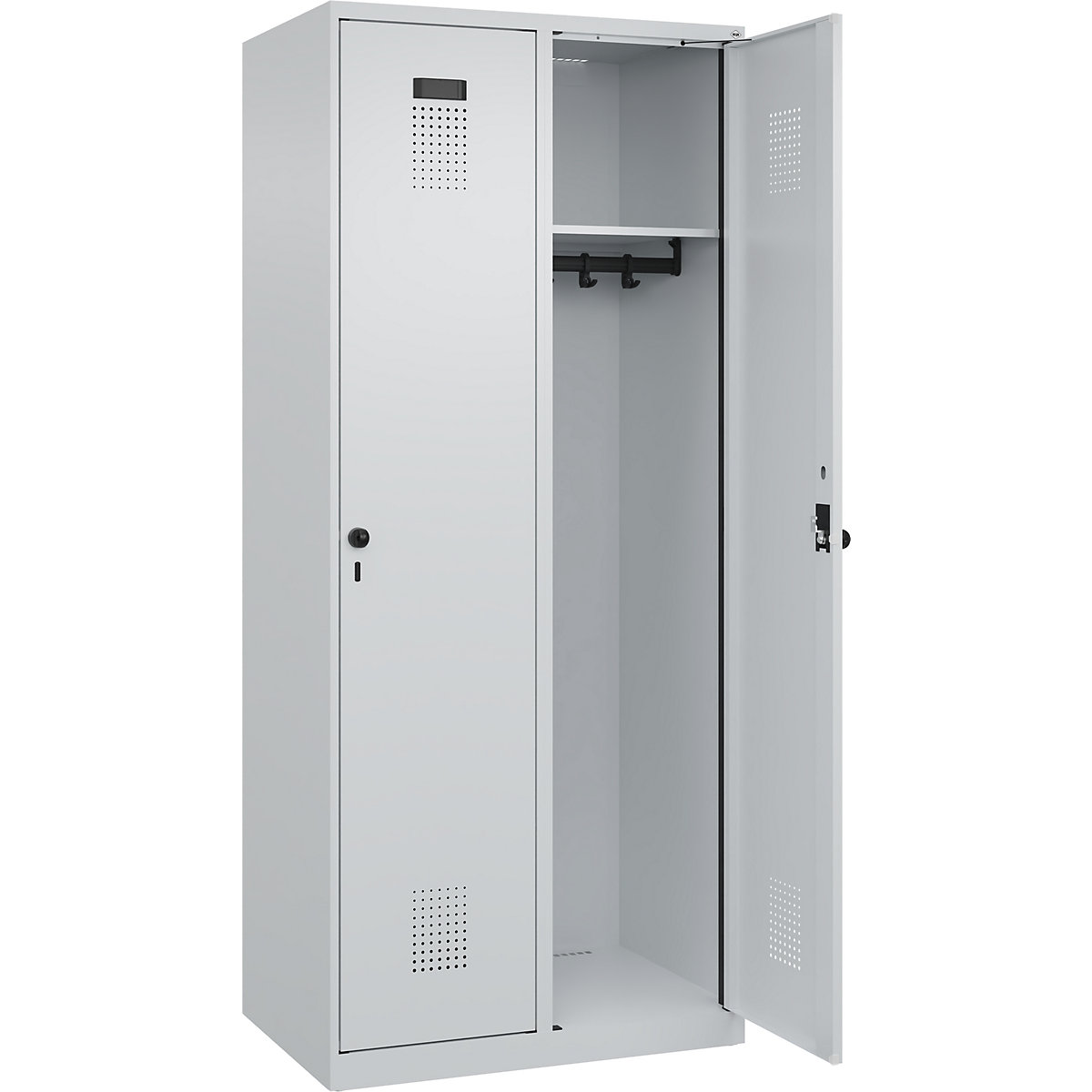 Vestiar Evolo PLUS – C+P, 2 module, gri deschis, lăț. 800 mm, cu glisoare pentru podea, zăvor rotativ-0