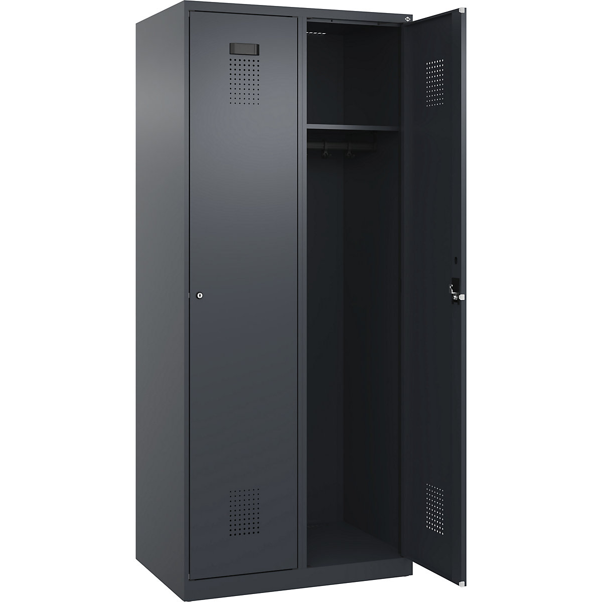 Vestiar Evolo PLUS – C+P, 2 module, gri, lăț. 800 mm, cu glisoare pentru podea, încuietoare cilindrică-0