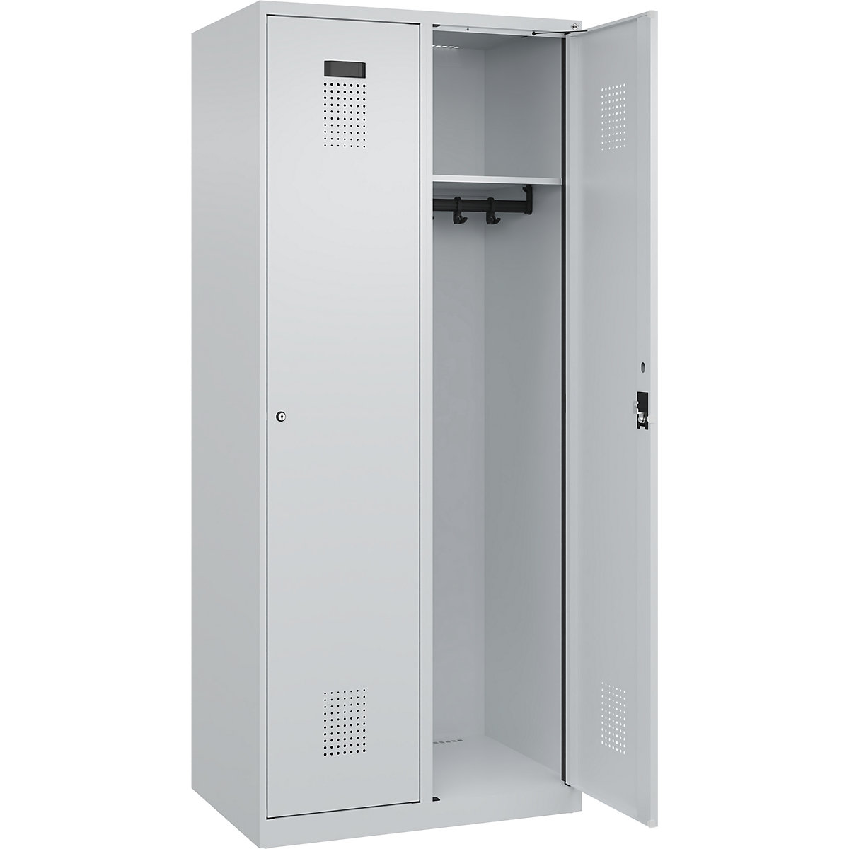 Vestiar Evolo PLUS – C+P, 2 module, gri deschis, lăț. 800 mm, cu glisoare pentru podea, încuietoare cilindrică-0