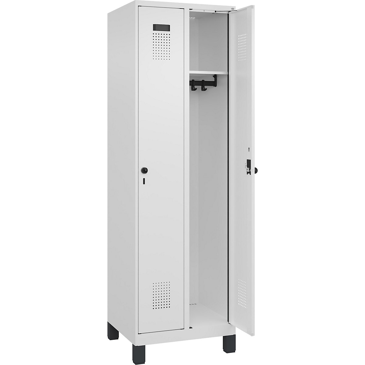 Vestiar Evolo PLUS – C+P, 2 module, alb trafic, lăț. 600 mm, cu picioare late, zăvor rotativ-0
