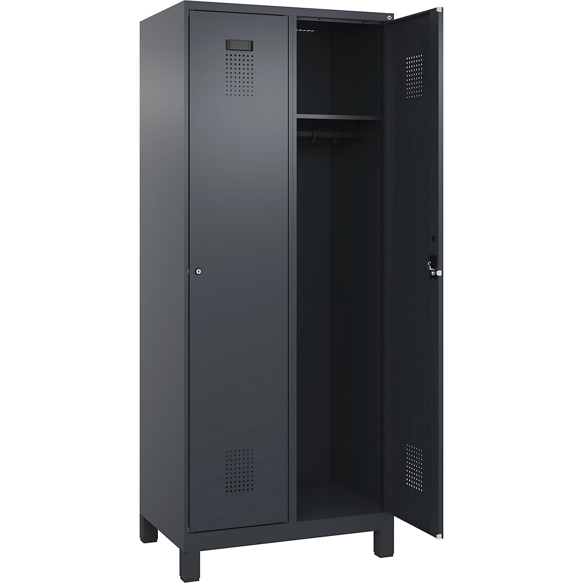 Vestiar Evolo PLUS – C+P, 2 module, gri, lăț. 800 mm, cu picioare late, încuietoare cilindrică-0