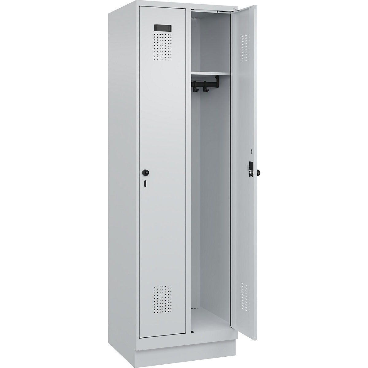 Vestiar Evolo PLUS – C+P, 2 module, gri deschis, lăț. 600 mm, cu soclu, zăvor rotativ-0