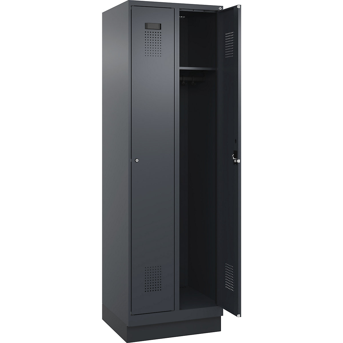 Vestiar Evolo PLUS – C+P, 2 module, gri, lăț. 600 mm, cu soclu, încuietoare cilindrică-0