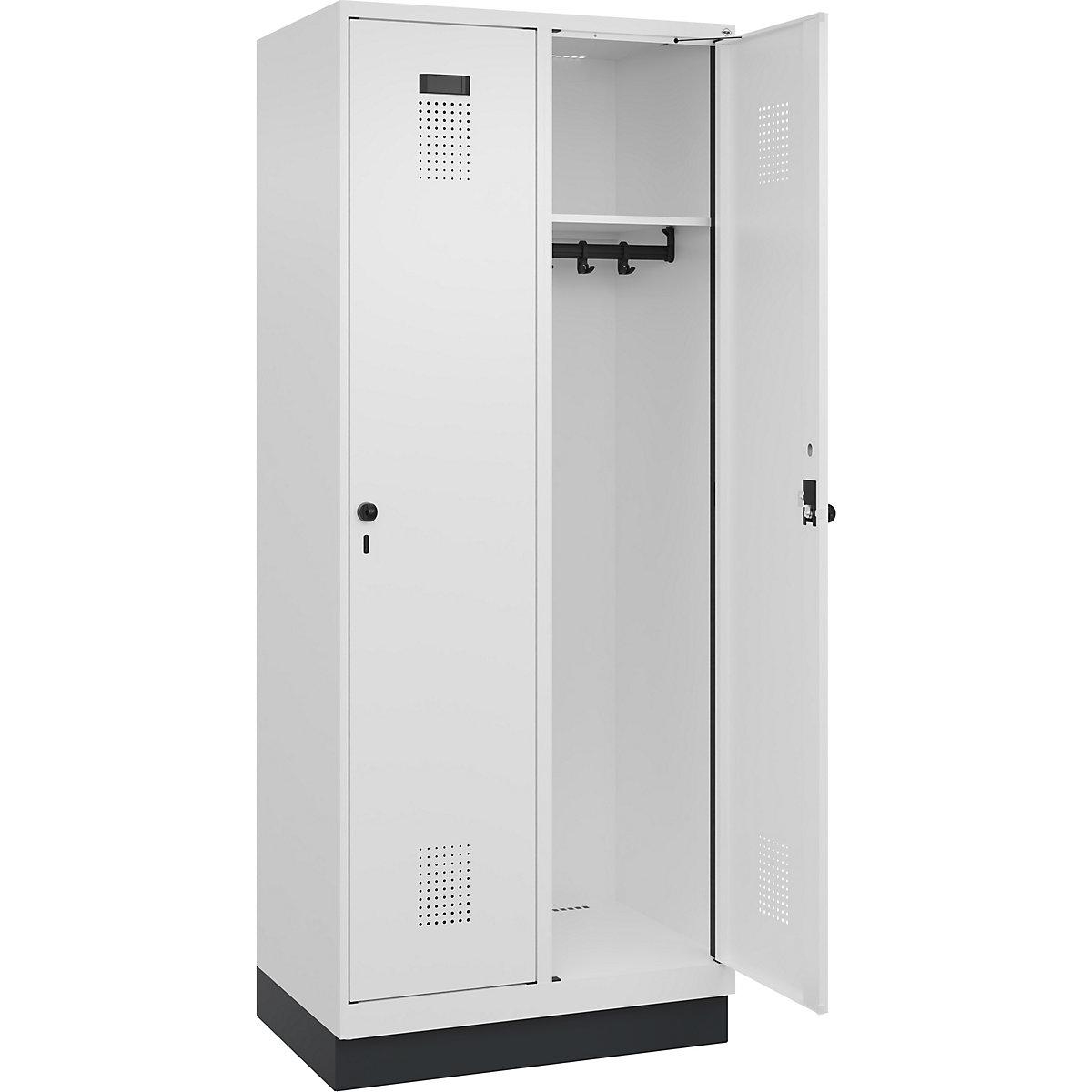 Vestiar Evolo PLUS – C+P, 2 module, alb trafic, lăț. 800 mm, cu soclu, zăvor rotativ-0