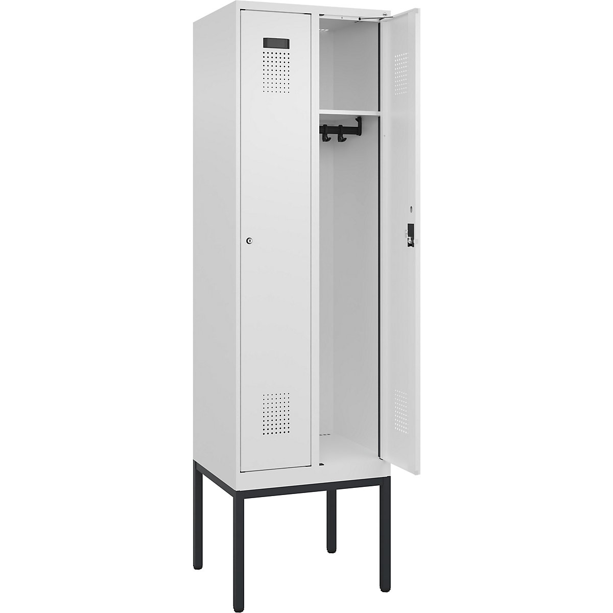 Vestiar Evolo PLUS – C+P, 2 module, alb trafic, lăț. 600 mm, cu picioare înguste, încuietoare cilindrică-0