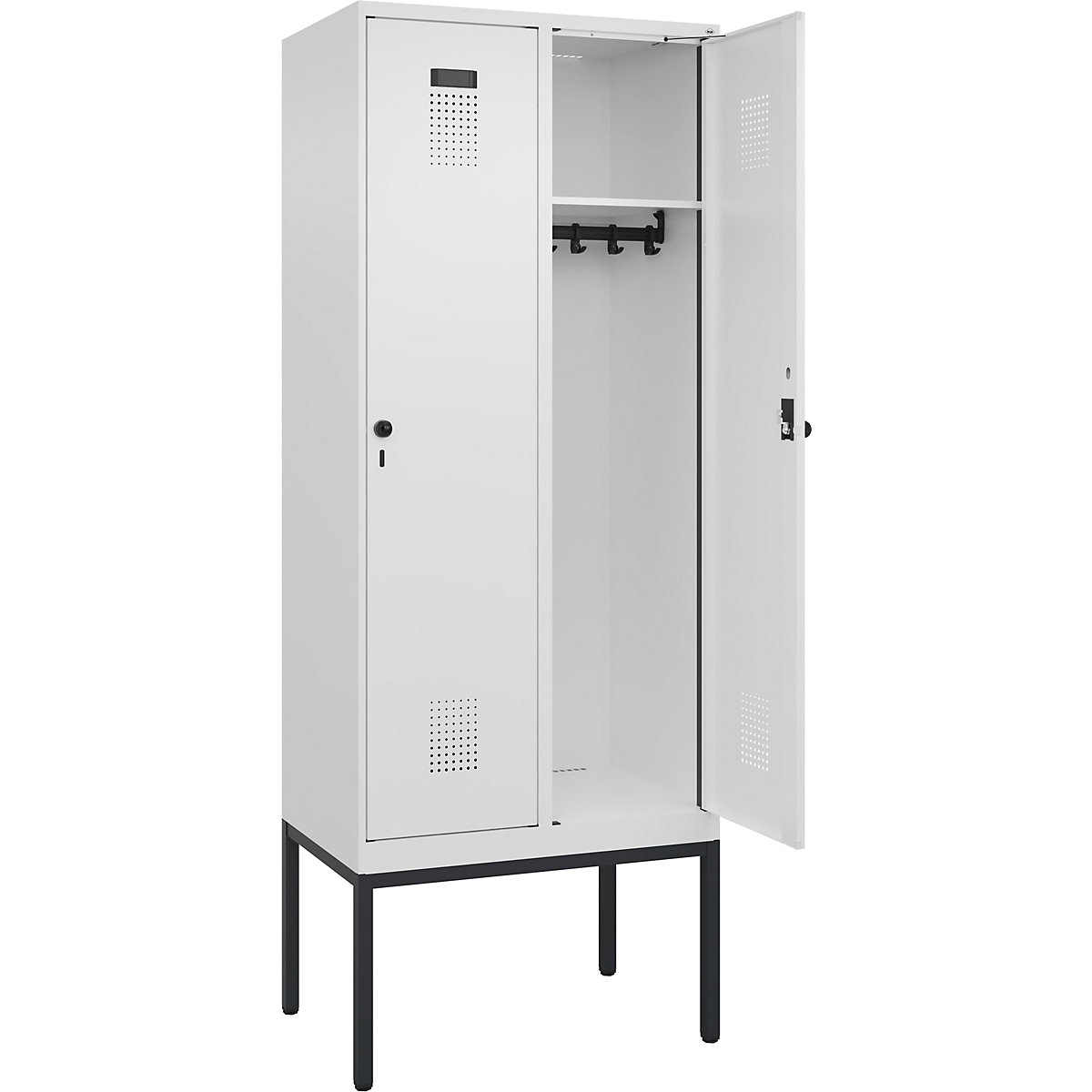 Vestiar Evolo PLUS – C+P, 2 module, alb trafic, lăț. 800 mm, cu picioare înguste, zăvor rotativ-0