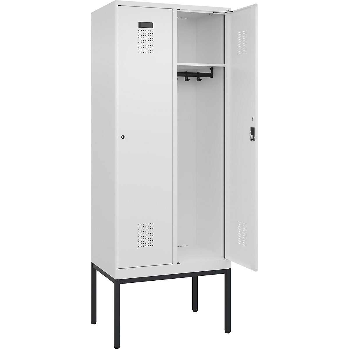 Vestiar Evolo PLUS – C+P, 2 module, alb trafic, lăț. 800 mm, cu picioare înguste, încuietoare cilindrică-0