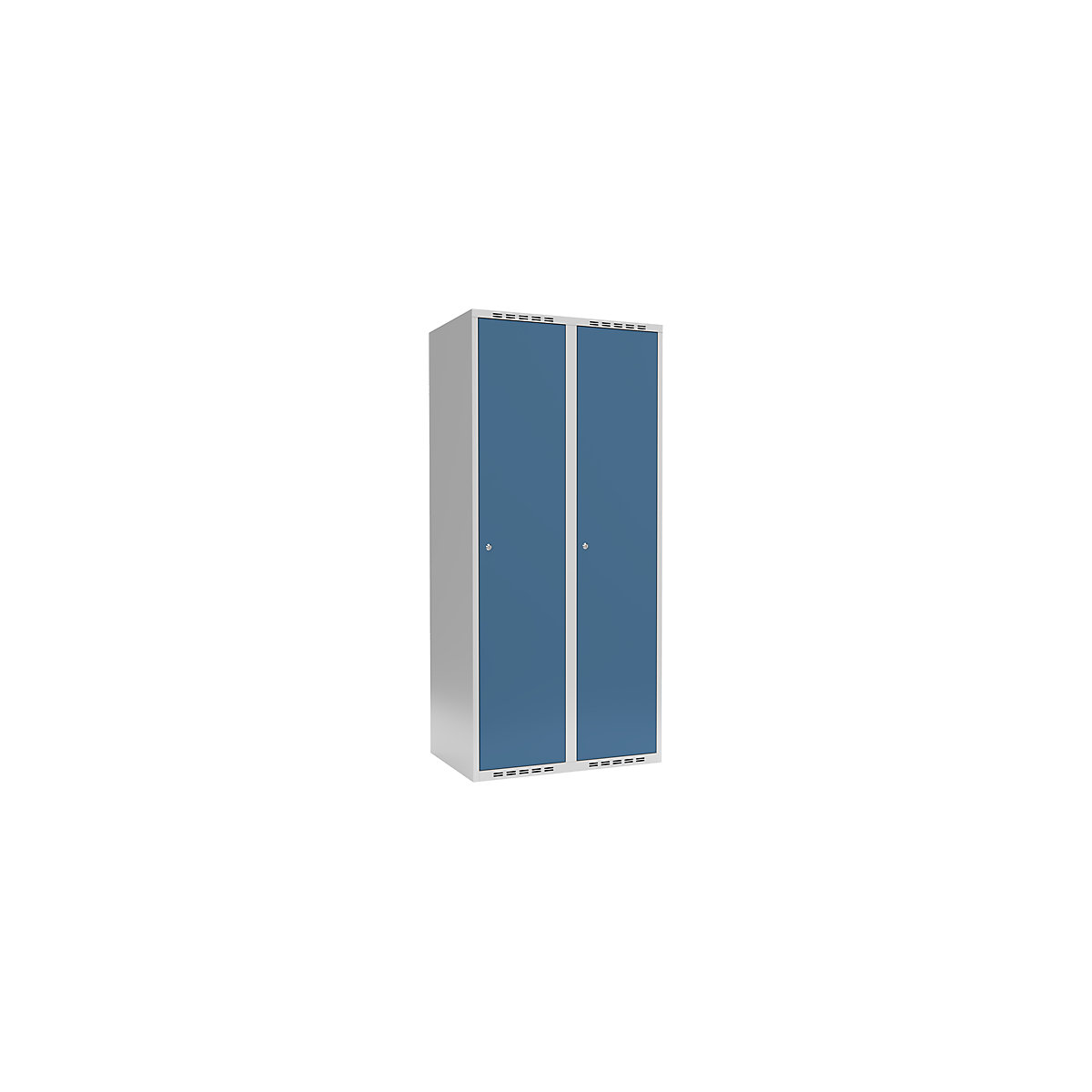Vestiar Fydor, 2 module, gri deschis / albastru briliant, lăț. 800 mm, 2 module, acoperiș cu formă plată, încuietoare cilindrică-0