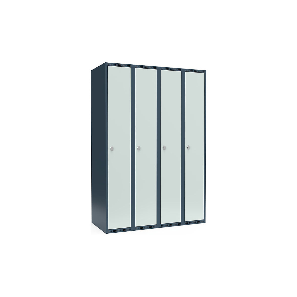 Vestiar Fydor, 4 module, gri albăstrui / gri deschis, lăț. 1200 mm, 4 module, acoperiș cu formă plată, lacăt-0