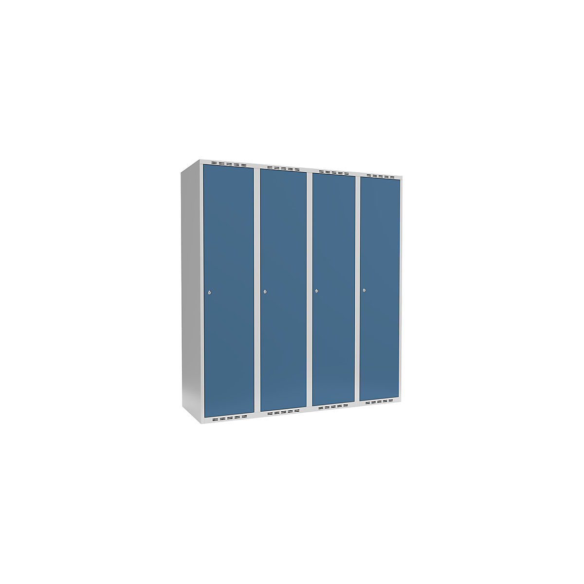 Vestiar Fydor, 4 module, gri deschis / albastru briliant, lăț. 1200 mm, 4 module, acoperiș cu formă plată, încuietoare cilindrică-0