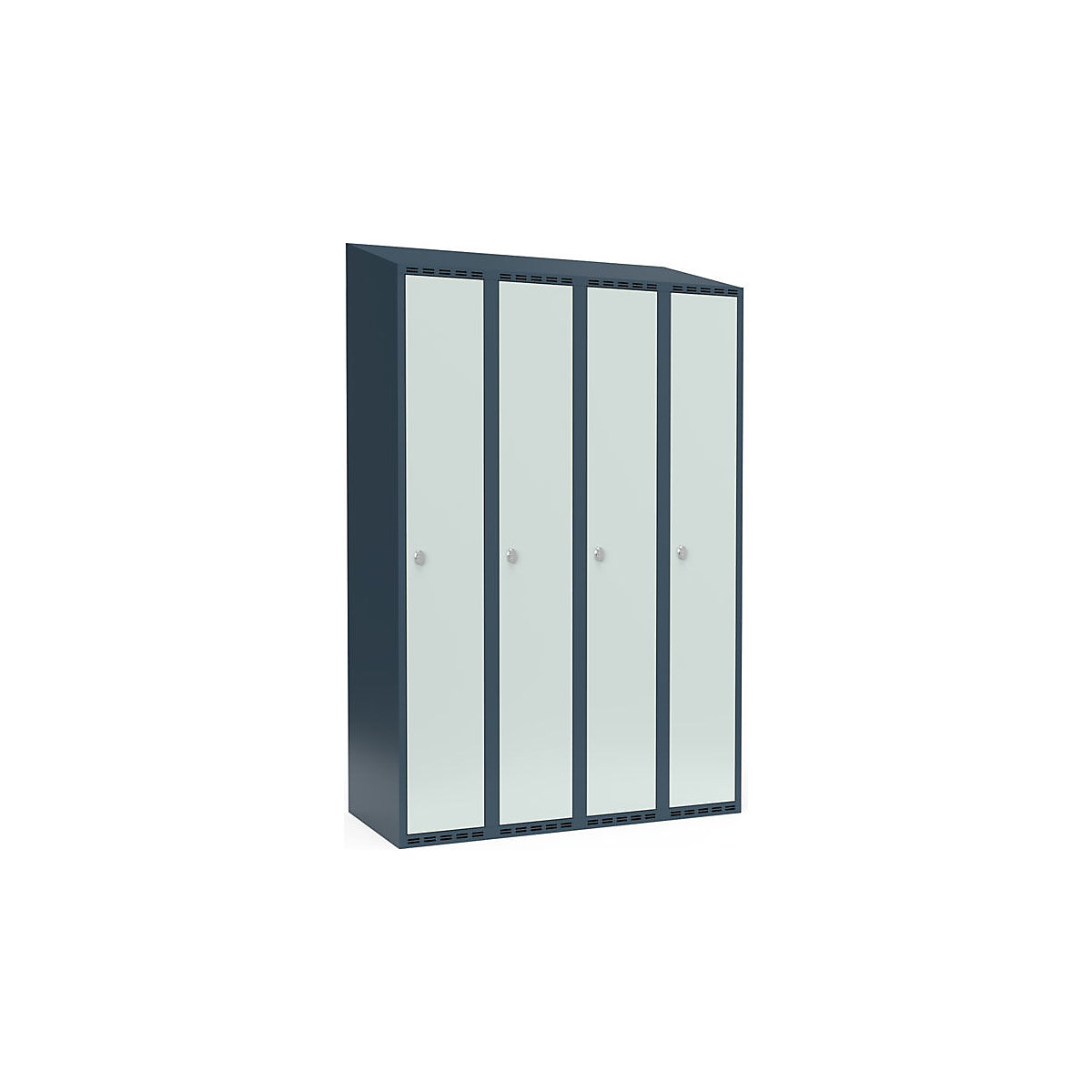 Vestiar Fydor, 4 module, gri albăstrui / gri deschis, lăț. 1200 mm, 4 module, acoperiș cu formă înclinată, lacăt-0