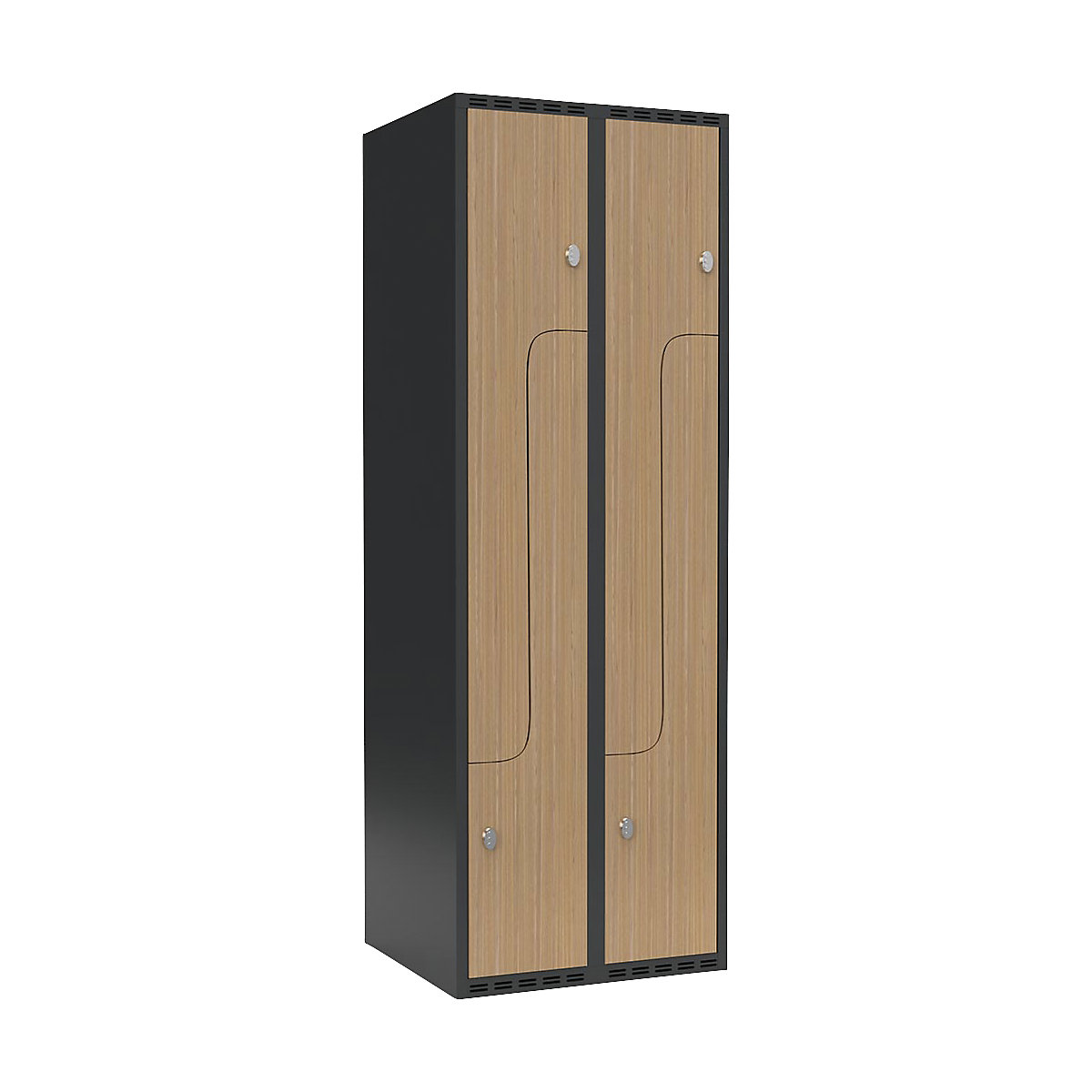 Vestiar Z Fydor, 2 module, gri / stejar, lăț. 600 mm, 2 module, acoperiș cu formă plată, lacăt-0