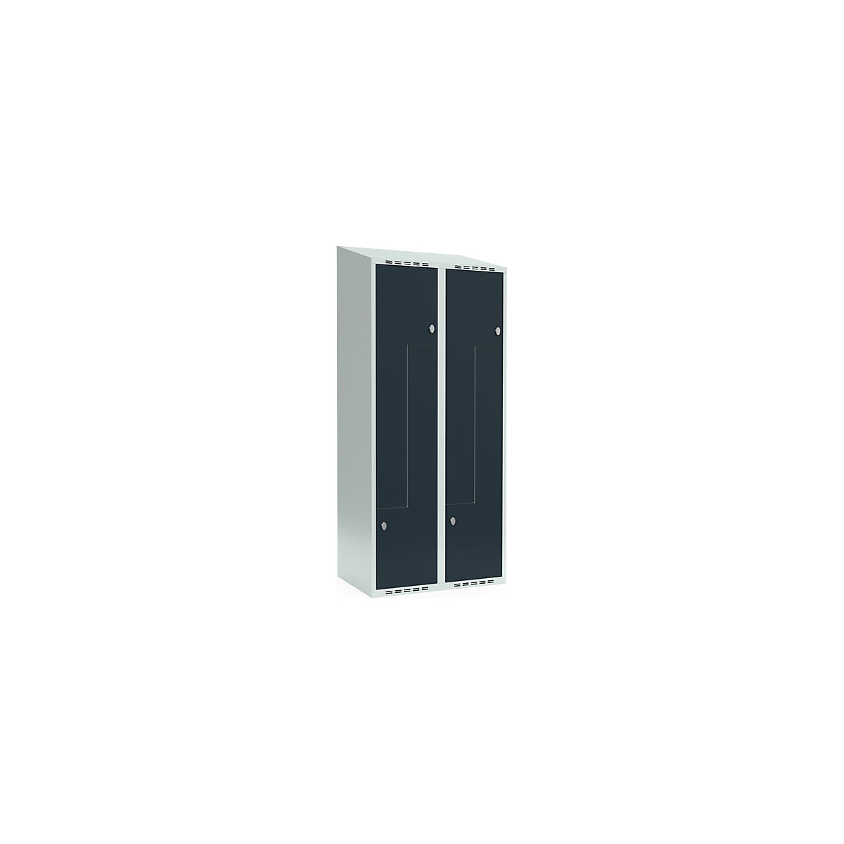 Vestiar Z Fydor, 2 module, gri deschis / gri, lăț. 800 mm, 2 module, acoperiș cu formă înclinată, lacăt-0
