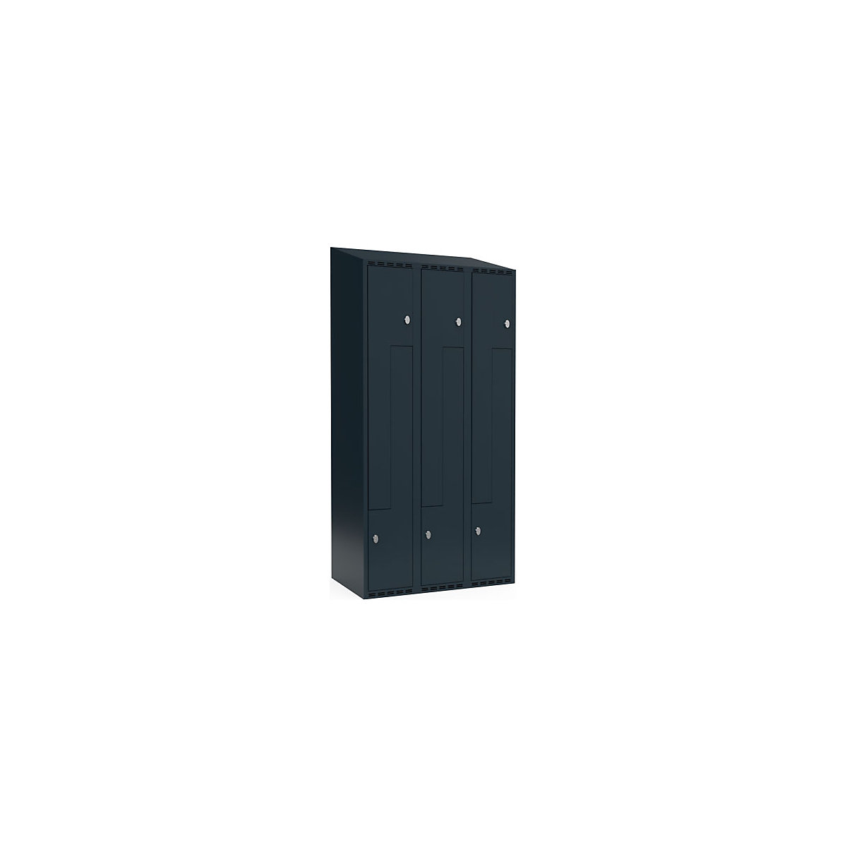 Vestiar Z Fydor, 3 module, gri, lăț. 900 mm, 3 module, acoperiș cu formă înclinată, lacăt-0