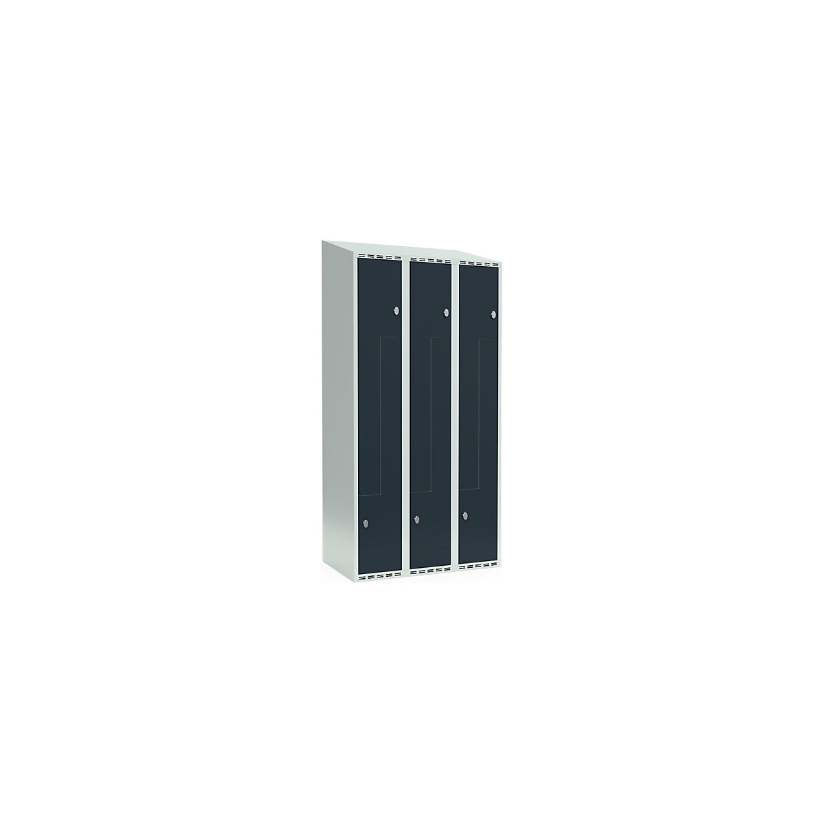 Vestiar Z Fydor, 3 module, gri deschis / gri, lăț. 900 mm, 3 module, acoperiș cu formă înclinată, lacăt-0