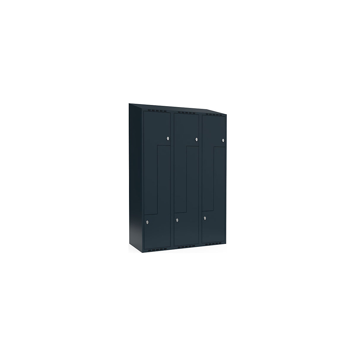 Vestiar Z Fydor, 3 module, gri, lăț. 1200 mm, 3 module, acoperiș cu formă înclinată, lacăt-0