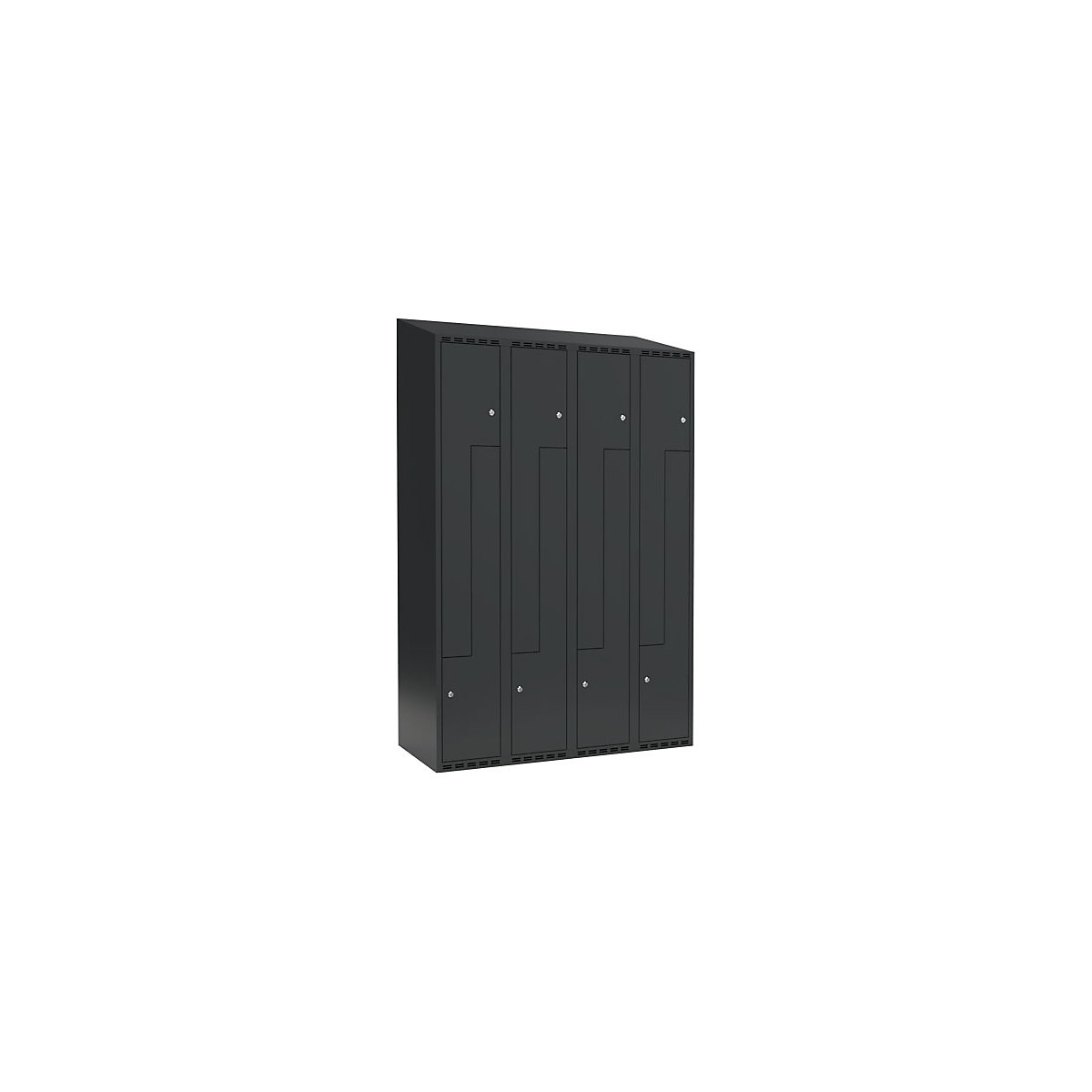 Vestiar Z Fydor, 4 module, gri, lăț. 1200 mm, 4 module, acoperiș cu formă înclinată, lacăt-0