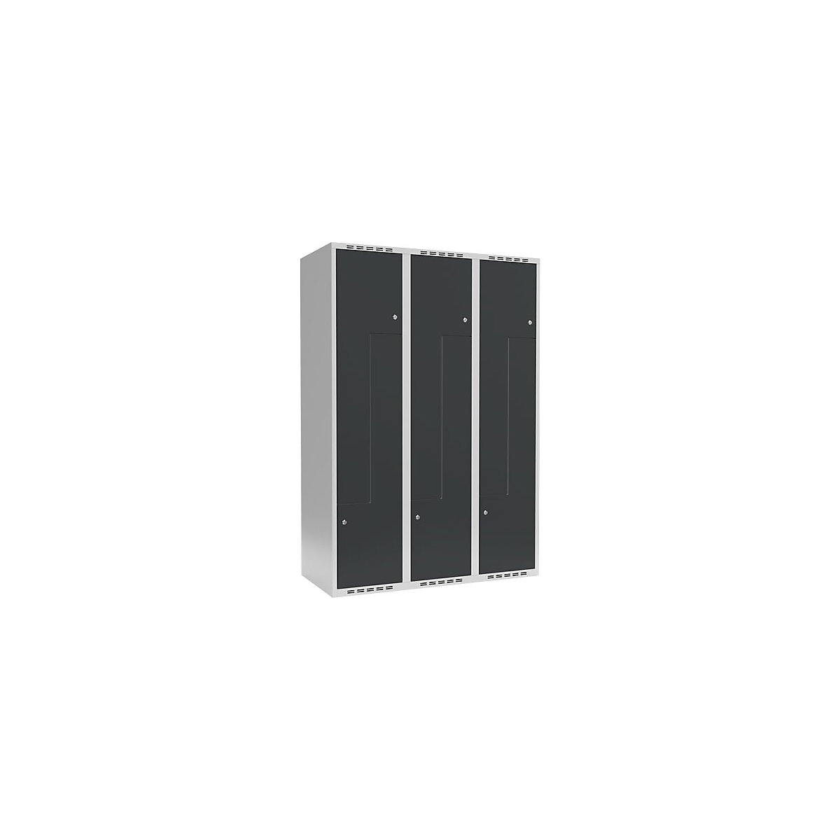 Vestiar Z Fydor, 3 module, gri deschis / gri, lăț. 1200 mm, 3 module, acoperiș cu formă plată, încuietoare cilindrică-0