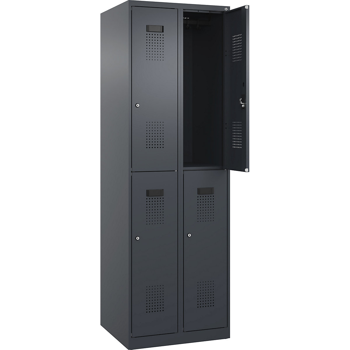 Vestiar cu două niveluri Evolo PLUS – C+P, 2 module, gri, lăț. 600 mm, cu glisoare pentru podea, încuietoare cilindrică-0