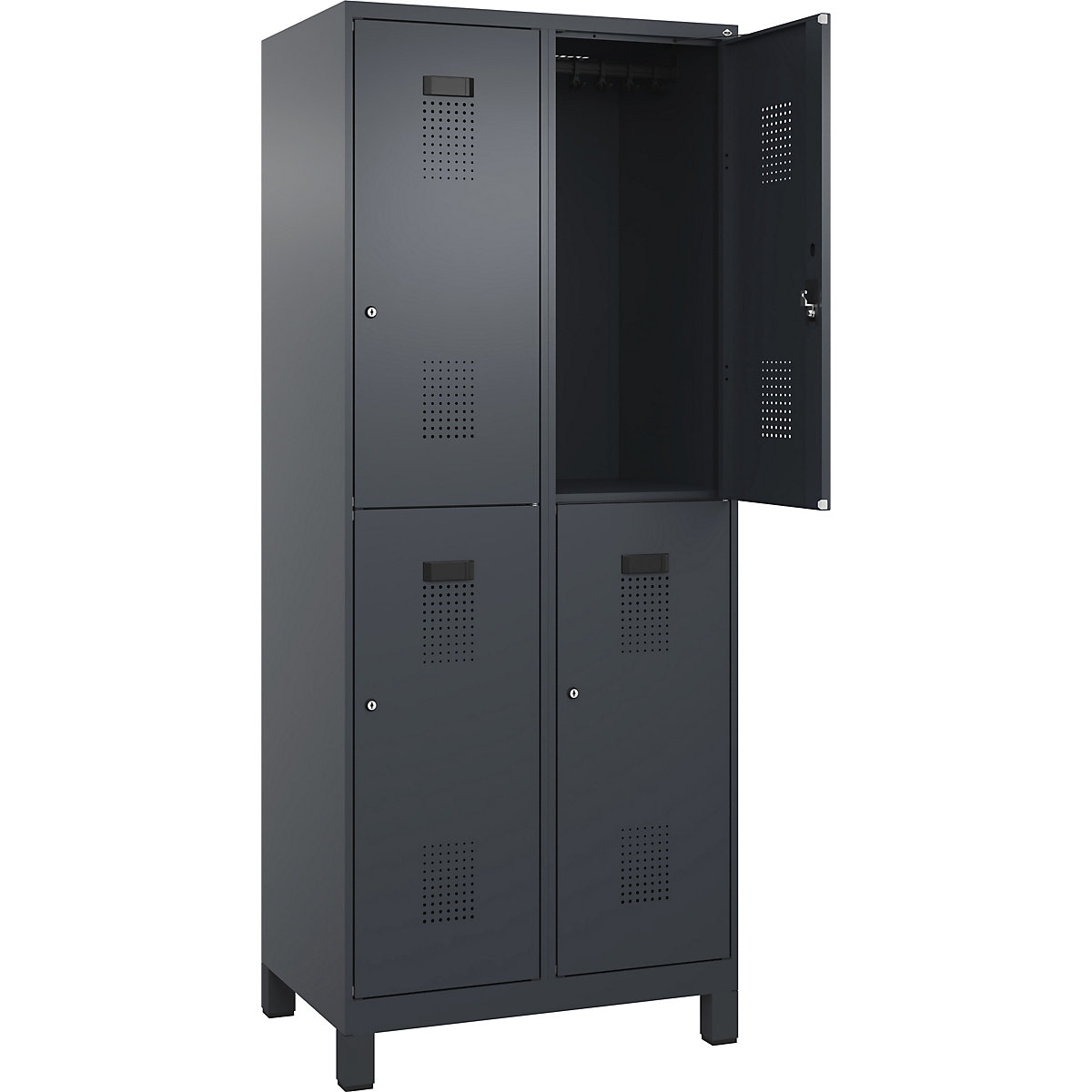 Vestiar cu două niveluri Evolo PLUS – C+P, 2 module, gri, lăț. 800 mm, cu picioare late, încuietoare cilindrică-0