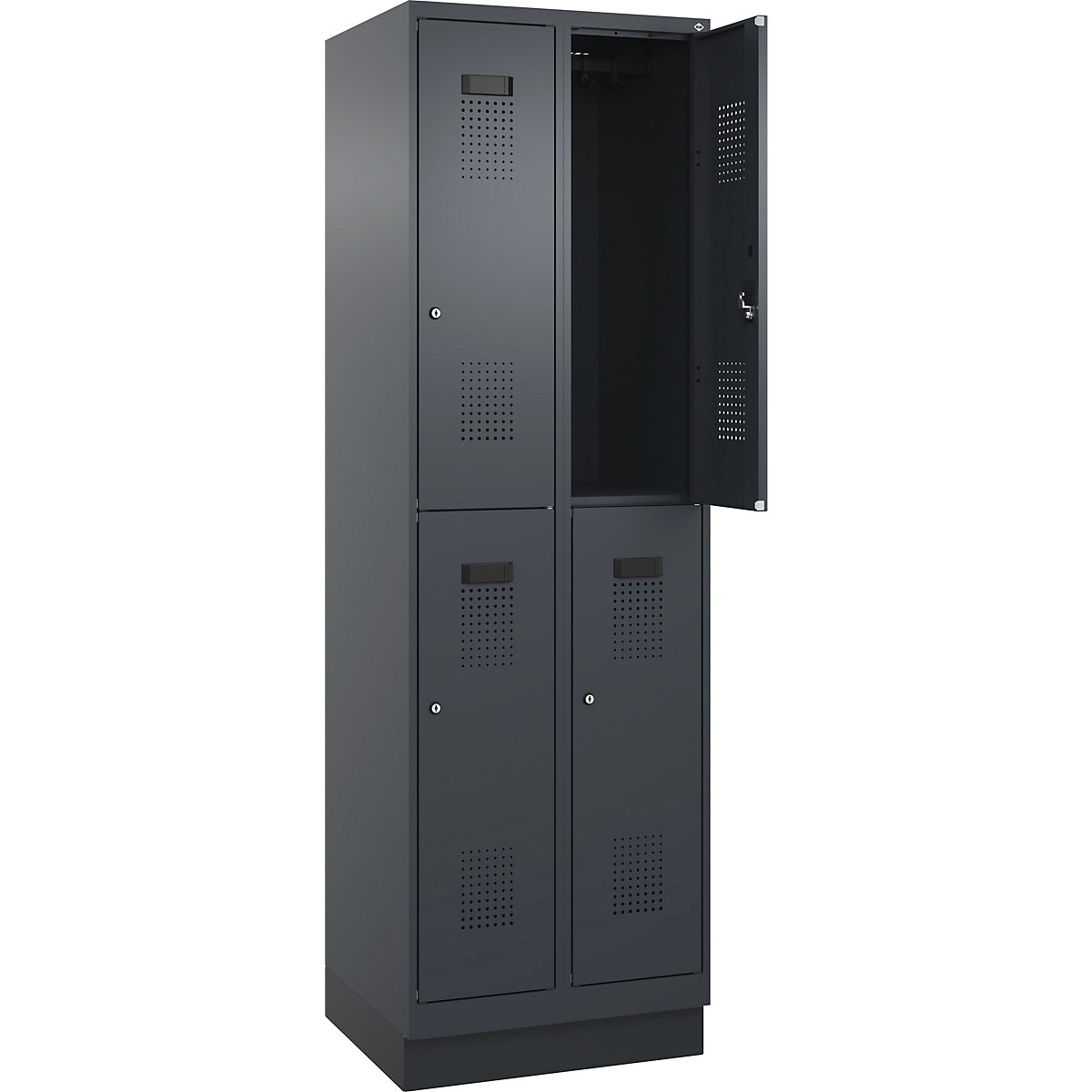 Vestiar cu două niveluri Evolo PLUS – C+P, 2 module, gri, lăț. 600 mm, cu soclu, încuietoare cilindrică-0