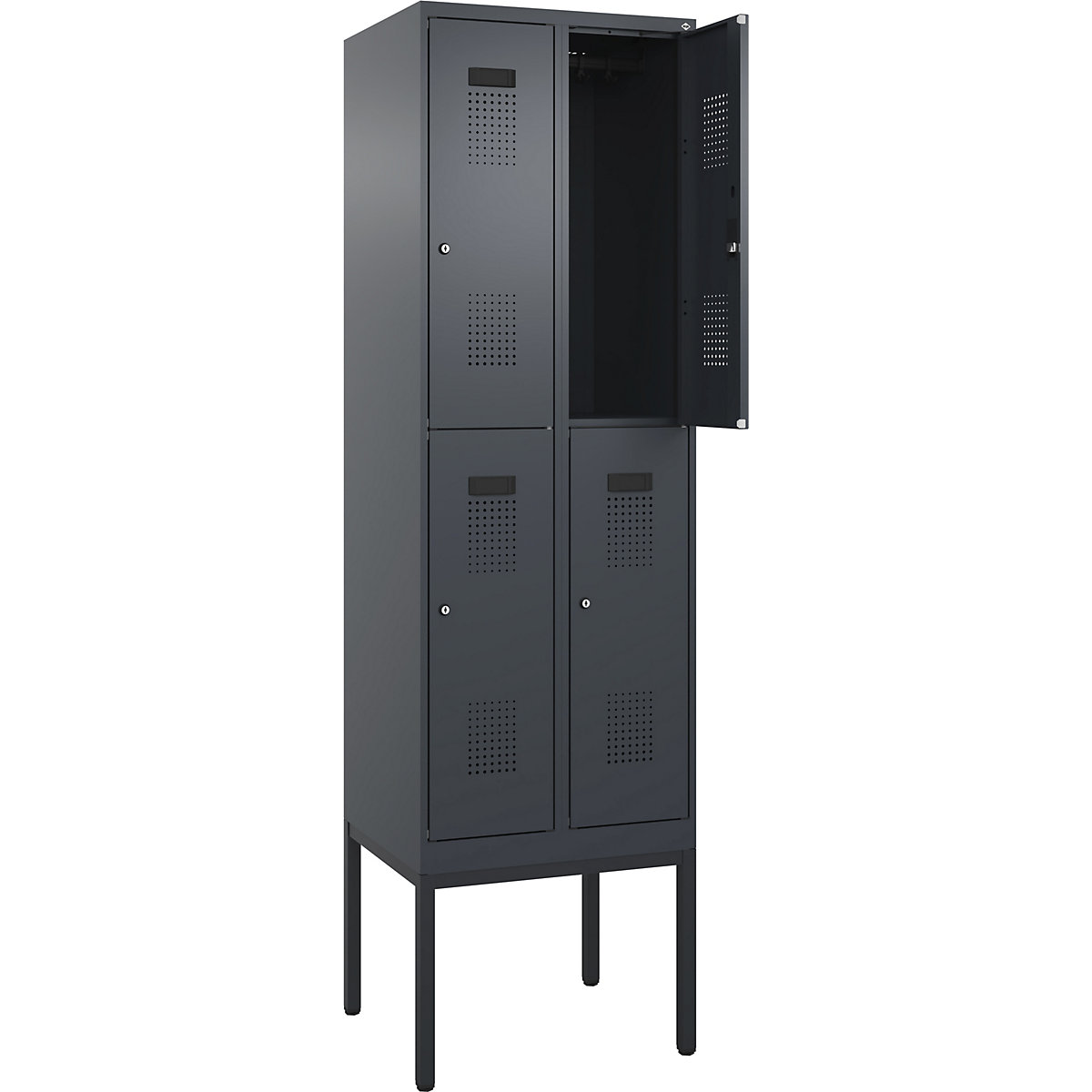 Vestiar cu două niveluri Evolo PLUS – C+P, 2 module, gri, lăț. 600 mm, cu picioare înguste, încuietoare cilindrică-0