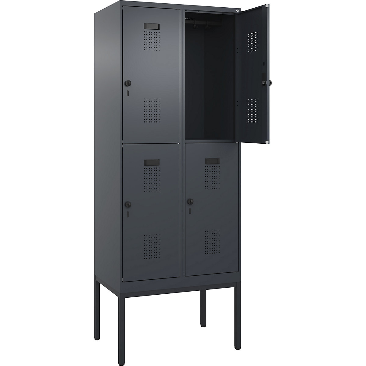 Vestiar cu două niveluri Evolo PLUS – C+P, 2 module, gri, lăț. 800 mm, cu picioare înguste, zăvor rotativ-0
