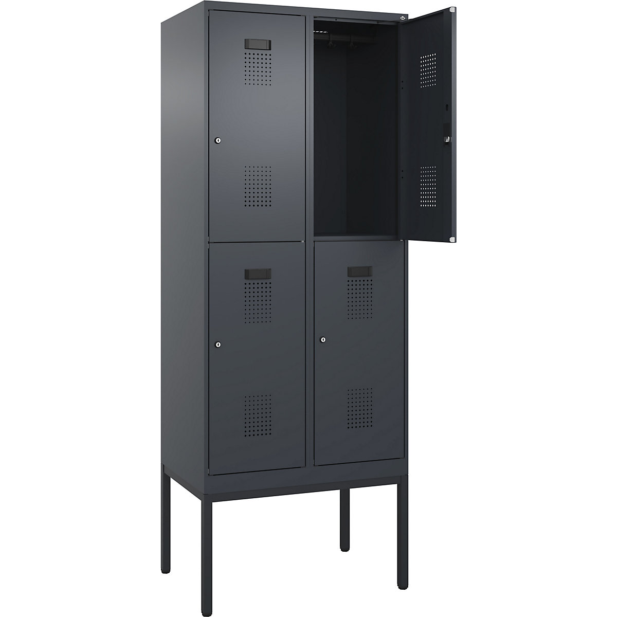 Vestiar cu două niveluri Evolo PLUS – C+P, 2 module, gri, lăț. 800 mm, cu picioare înguste, încuietoare cilindrică-0