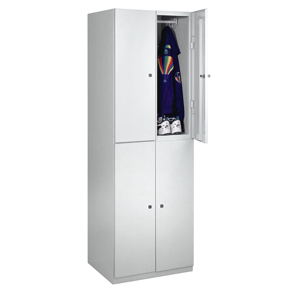 Vestiar cu două niveluri Frankfurt – Wolf, 2 module, gri deschis-0