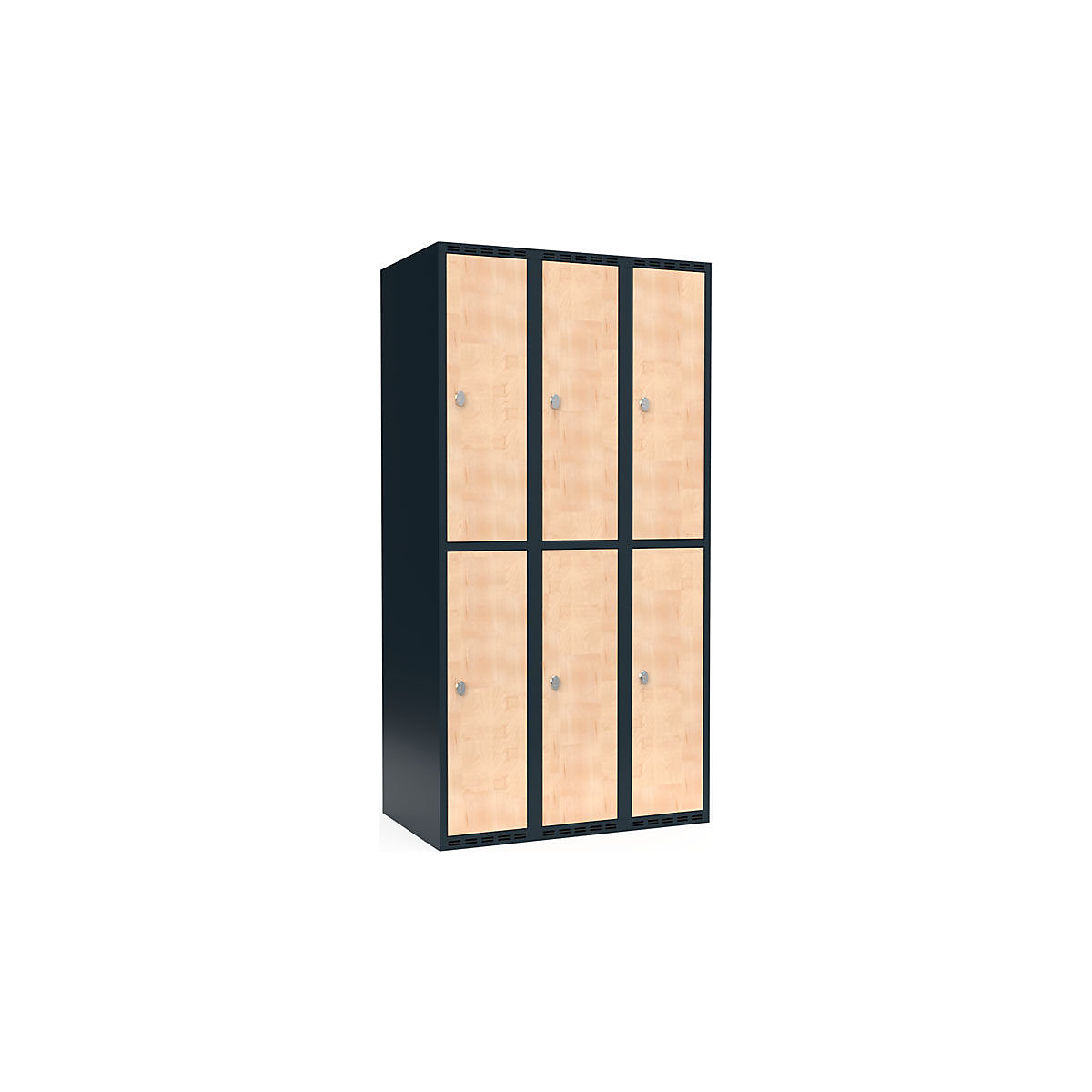 Vestiar cu două niveluri Fydor, 3 module, gri / mesteacăn, lăț. 900 mm, 3 module, acoperiș cu formă plată, lacăt-0