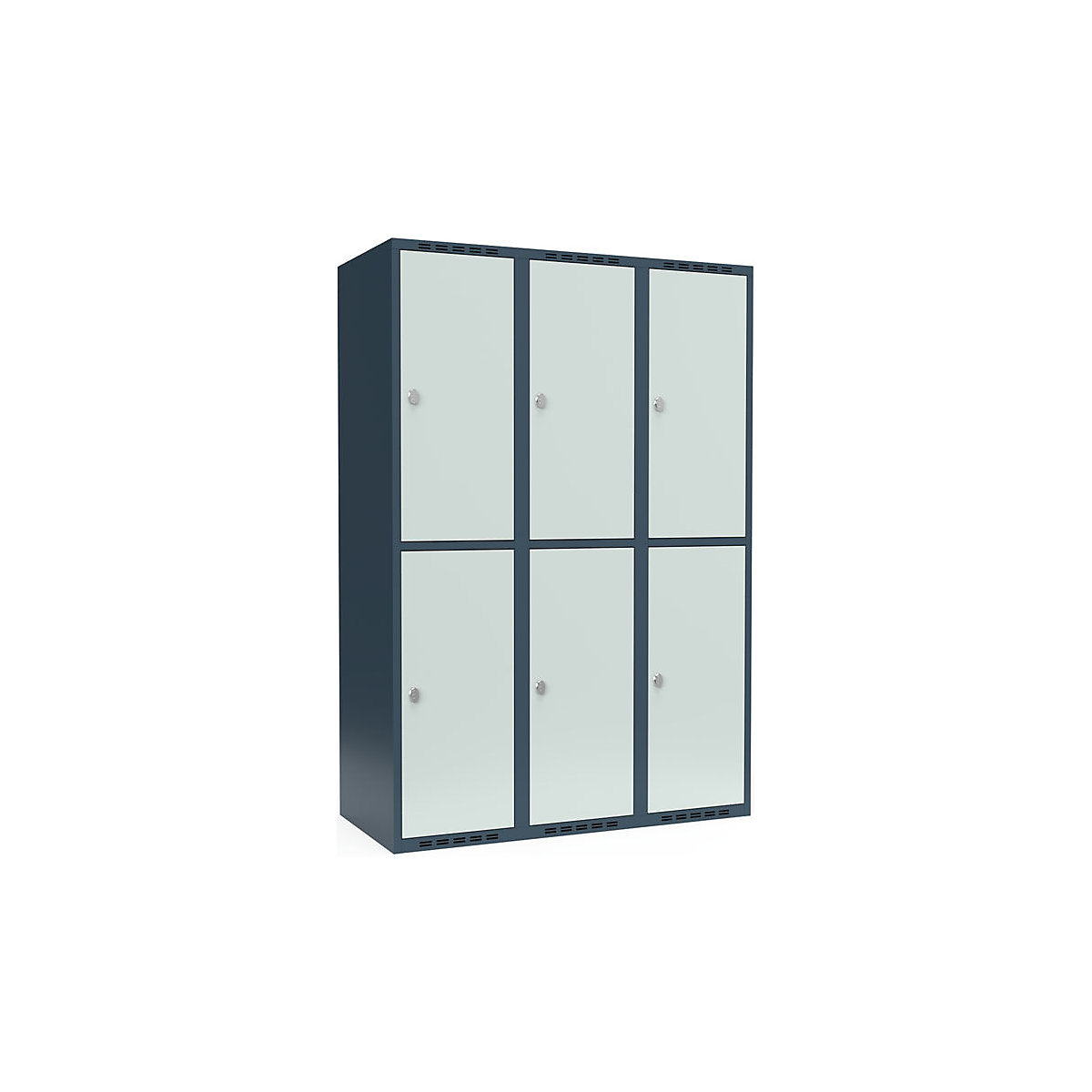 Vestiar cu două niveluri Fydor, 3 module, gri albăstrui / gri deschis, lăț. 1200 mm, 3 module, acoperiș cu formă plată, lacăt-0