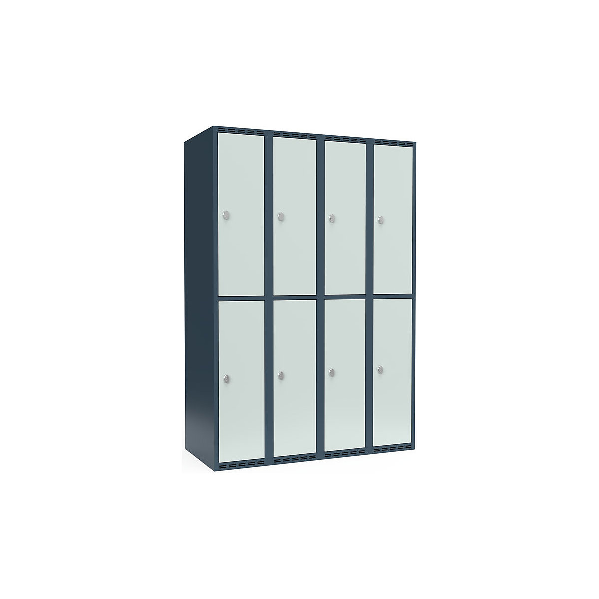 Vestiar cu două niveluri Fydor, 4 module, gri albăstrui / gri deschis, lăț. 1200 mm, 4 module, acoperiș cu formă plată, lacăt-0