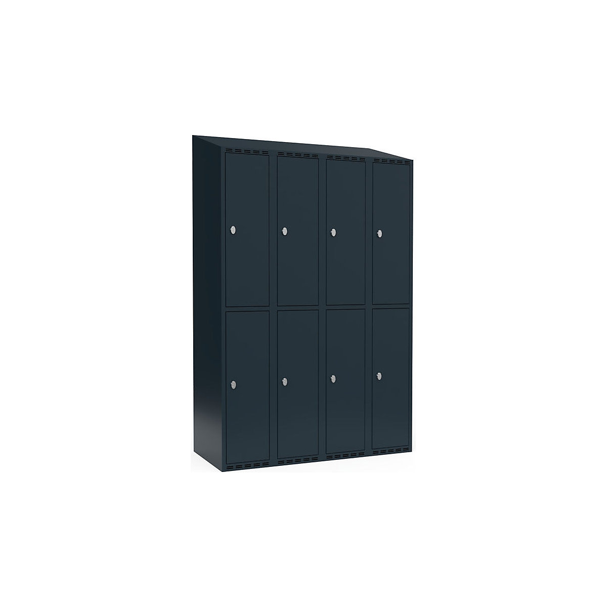 Vestiar cu două niveluri Fydor, 4 module, gri, lăț. 1200 mm, 4 module, acoperiș cu formă înclinată, lacăt-0