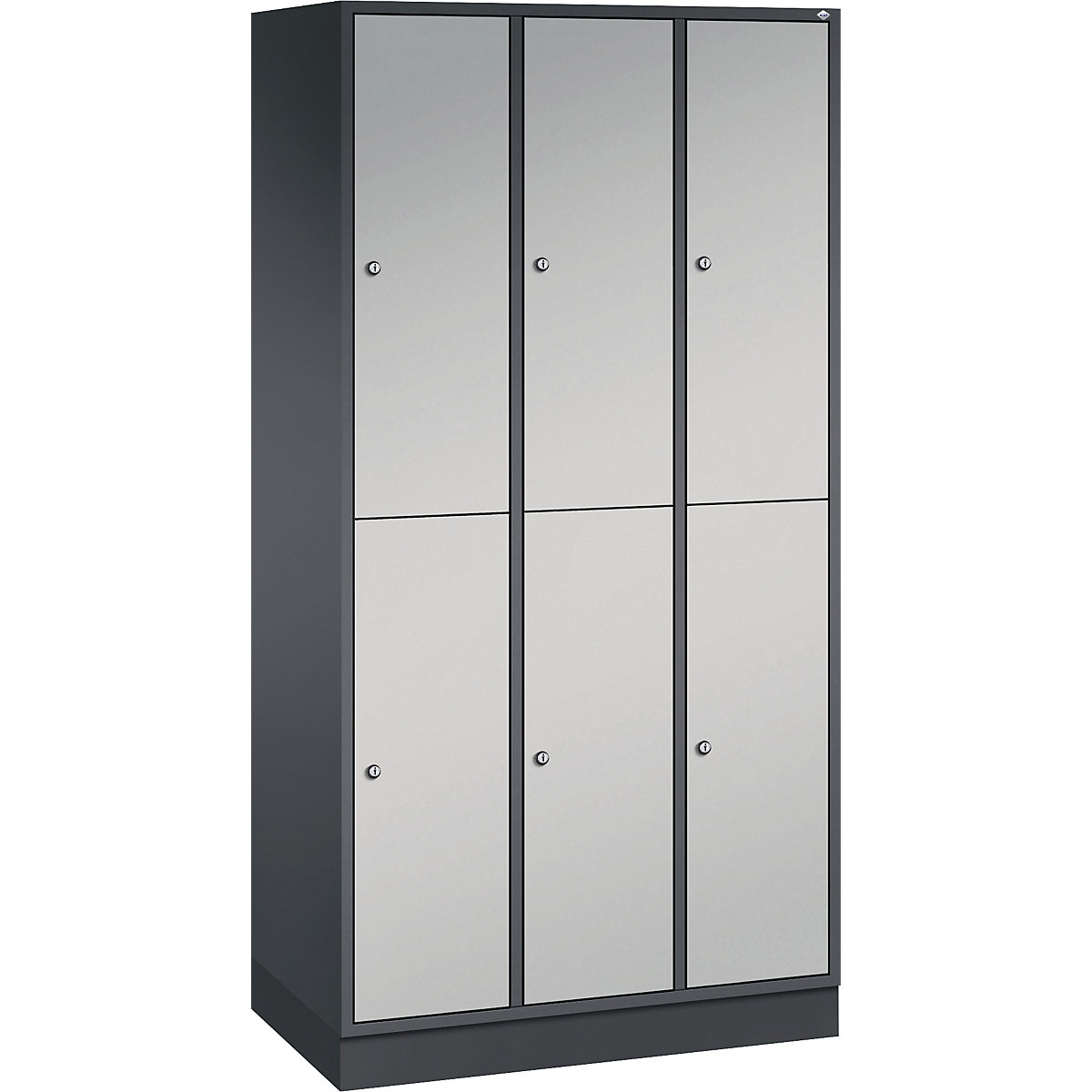 Vestiar cu două niveluri Intro – C+P, 3 module, gri negru / alb aluminiu, lăț. x ad. 920 x 500 mm-0