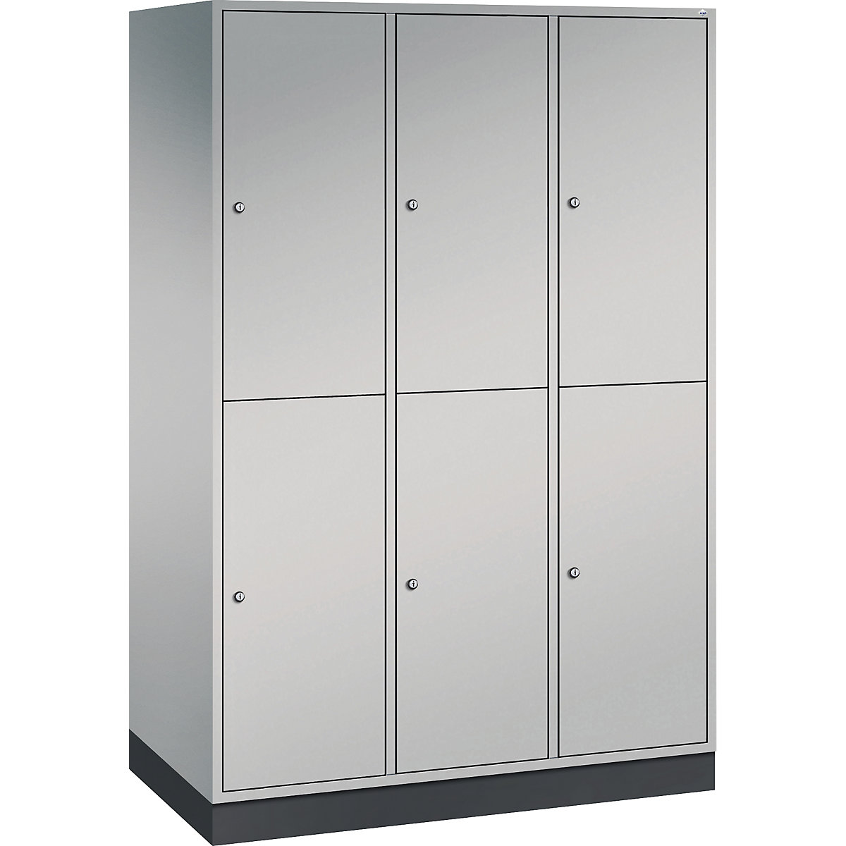Vestiar cu două niveluri Intro – C+P, 3 module, alb aluminiu, lăț. x ad. 1220 x 600 mm-0