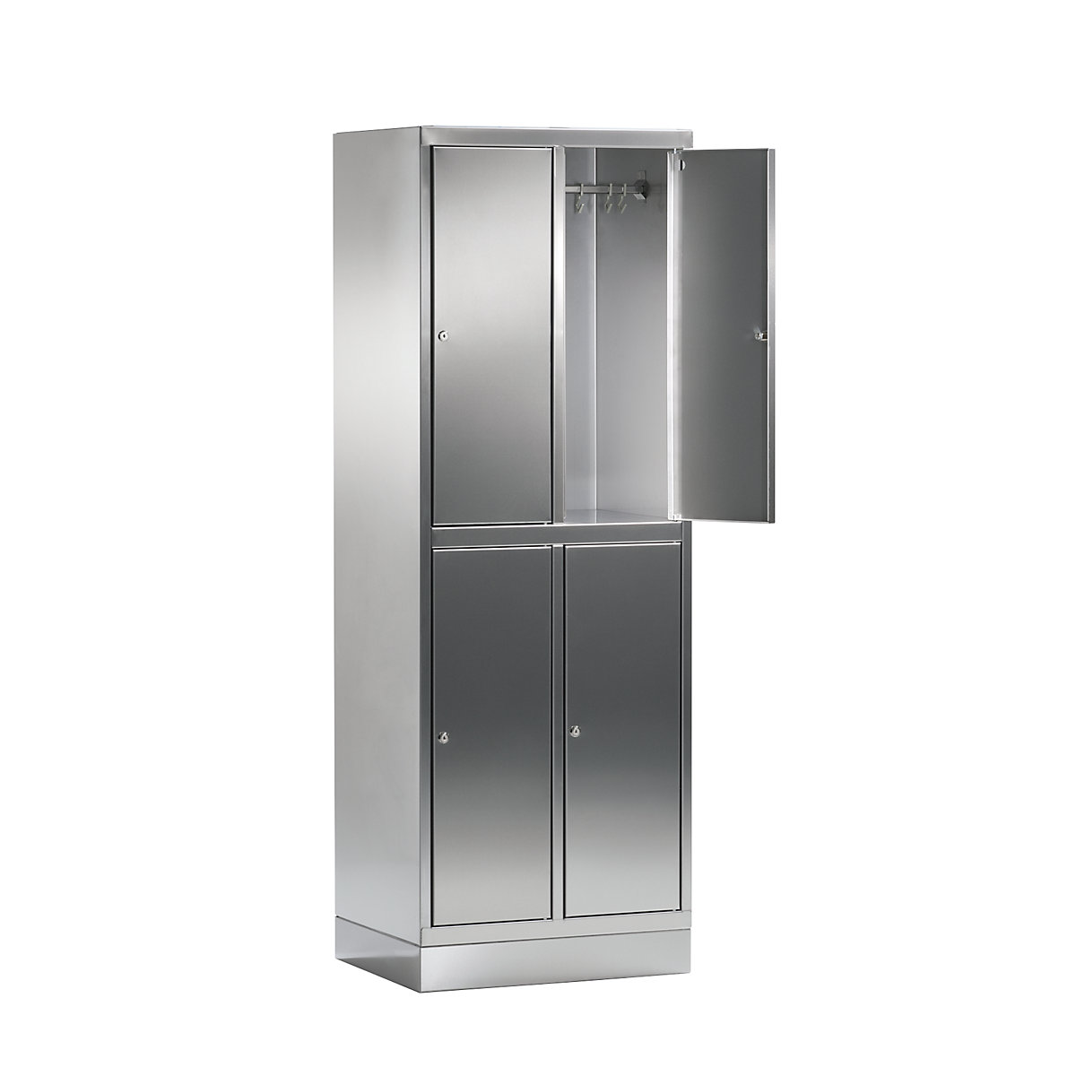 Vestiar cu două niveluri din oțel inoxidabil, 2 module, cu soclu-0