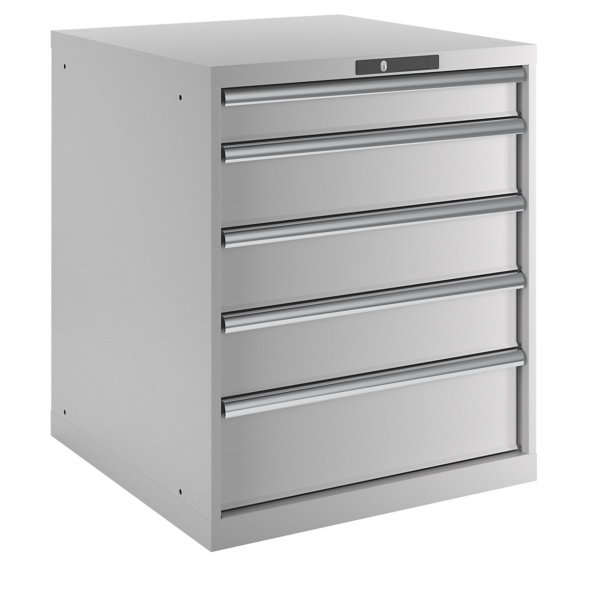 Dulap cu sertare, 5 sertare – LISTA, lăț. x ad. x î. 717 x 725 x 850 mm, gri deschis, sarcină maximă sertare 75 kg-1